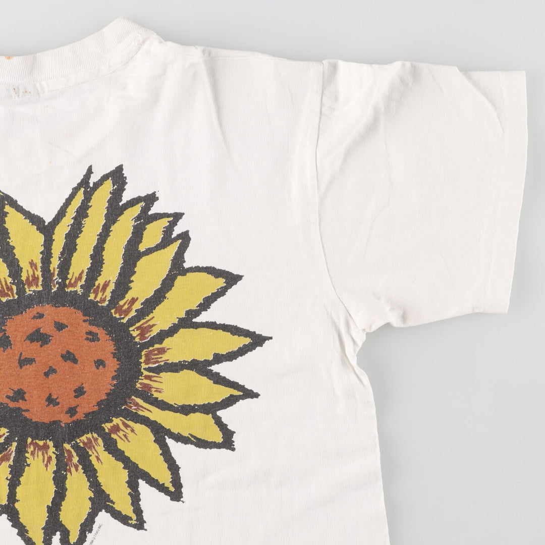 90'S U TRAU Floral Sunflower Pattern College T-shirt Made in USA Men's M Vintage /eaa461693