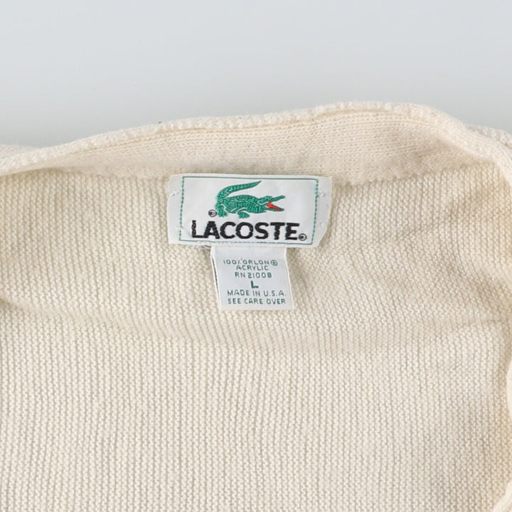 ~90'S Lacoste Acrylic Knit Cardigan Made in USA Men's L Size Vintage /eaa461725