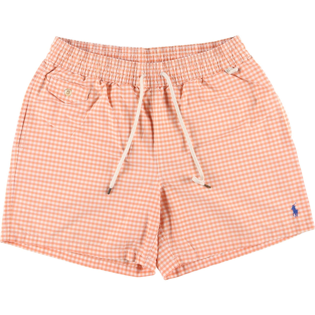 POLO by Ralph Lauren Gingham Check Cotton x Nylon Shorts, Men's M cotton orange type Vintage Second Hand