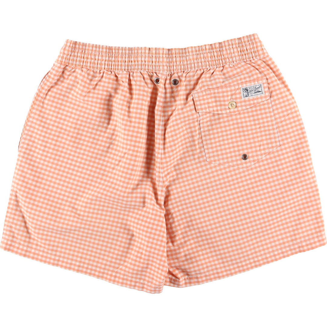POLO by Ralph Lauren Gingham Check Cotton x Nylon Shorts, Men's M cotton orange type Vintage Second Hand