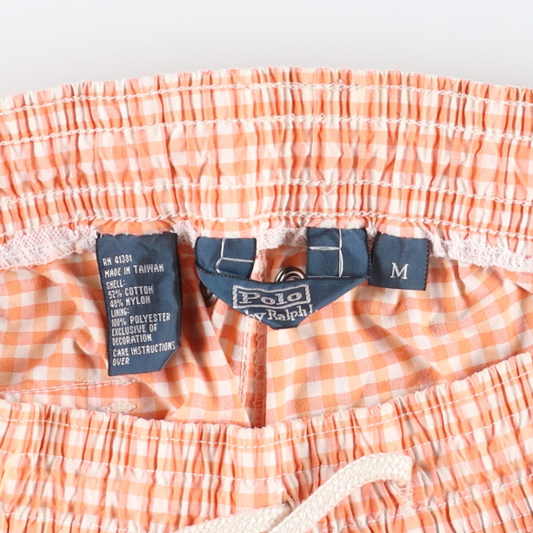 POLO by Ralph Lauren Gingham Check Cotton x Nylon Shorts, Men's M cotton orange type Vintage Second Hand