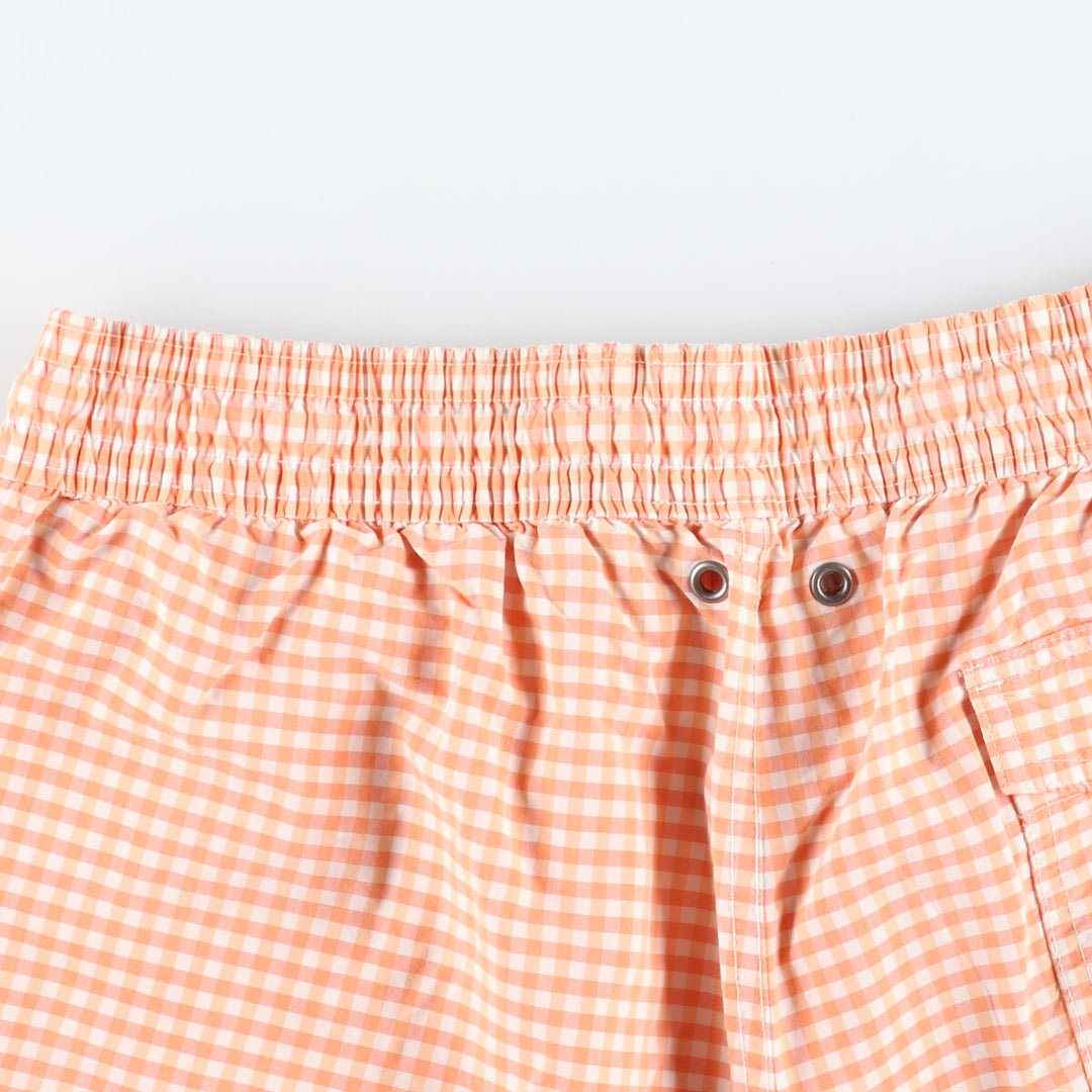 POLO by Ralph Lauren Gingham Check Cotton x Nylon Shorts, Men's M cotton orange type Vintage Second Hand