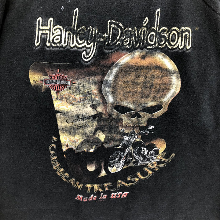 00'S Harley Davidson Skull Pattern Glitter Print Motorcycle Bike T-shirt Men's XL /eaa461956