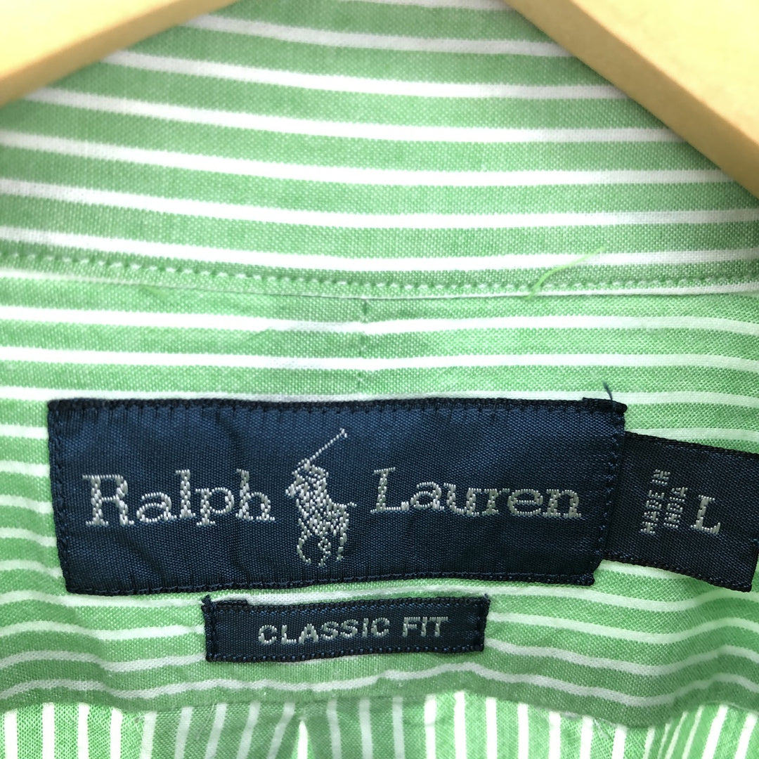 Ralph Lauren Classic Fit Stripe Pattern Long Sleeve Button Down Check Shirt Men's L /eaa461991