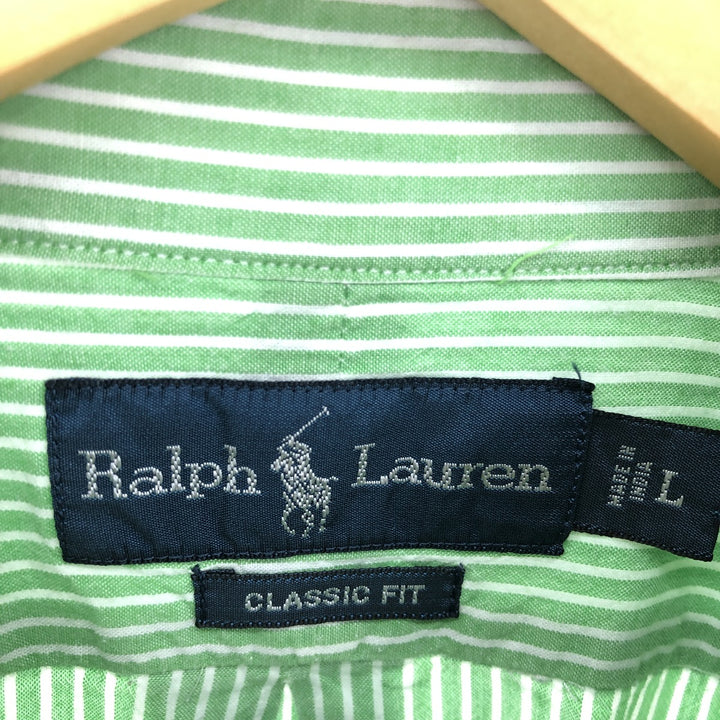 Ralph Lauren Classic Fit Stripe Pattern Long Sleeve Button Down Check Shirt Men's L /eaa461991