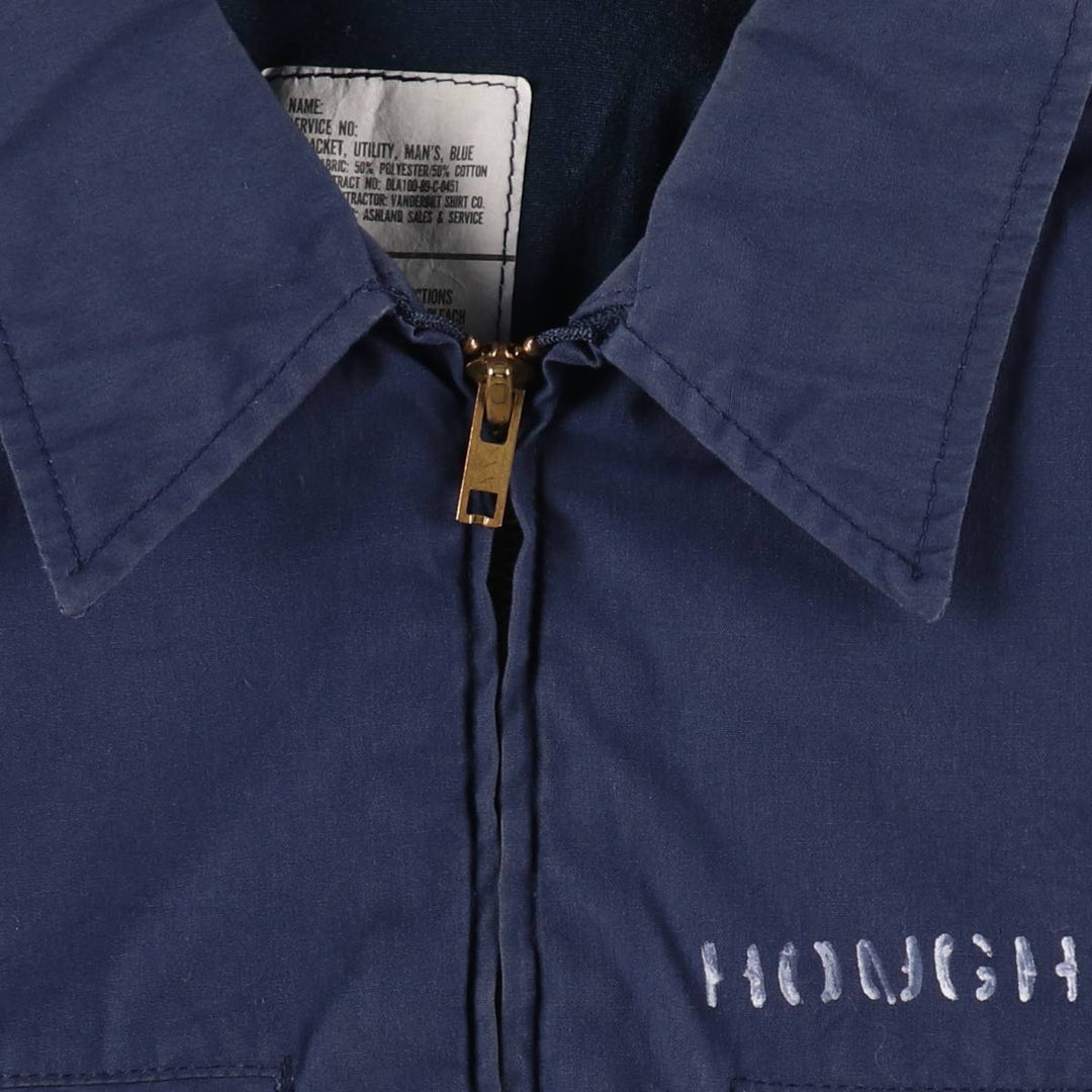 80'S US military genuine military utility jacket made in USA 42L equivalent to men's L vintage polyester navy blue type Vintage Second Hand