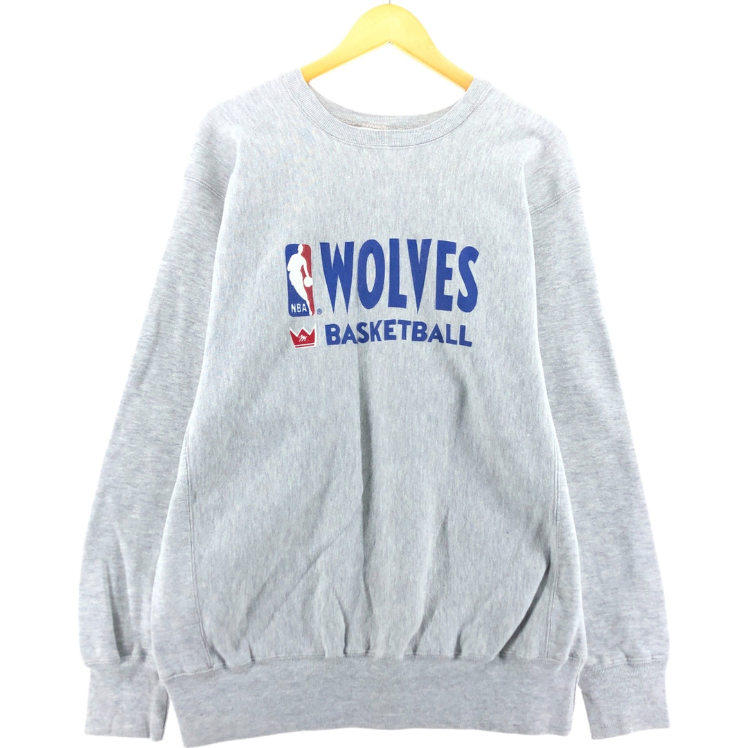 90'S MACGREGOR Minnesota Timberwolves Reverse Weave Printed Sweatshirt, Men's L size / eaa462532