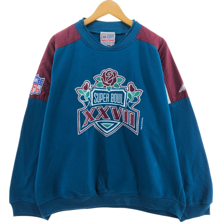 90'S APEX ONE SUPER BOWL XXVII 27th Super Bowl V-neck sweatshirt, men's size L, vintage / eaa462536