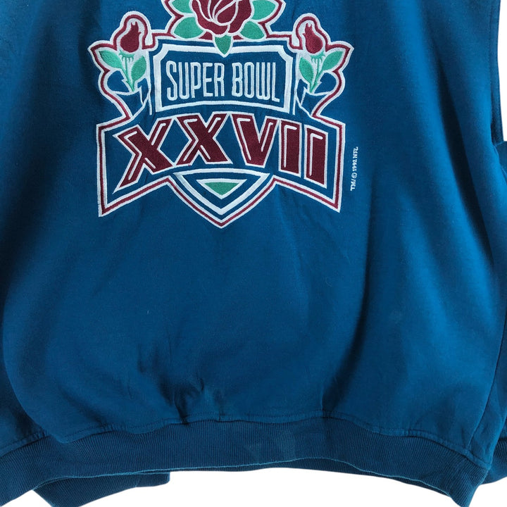 90'S APEX ONE SUPER BOWL XXVII 27th Super Bowl V-neck sweatshirt, men's size L, vintage / eaa462536