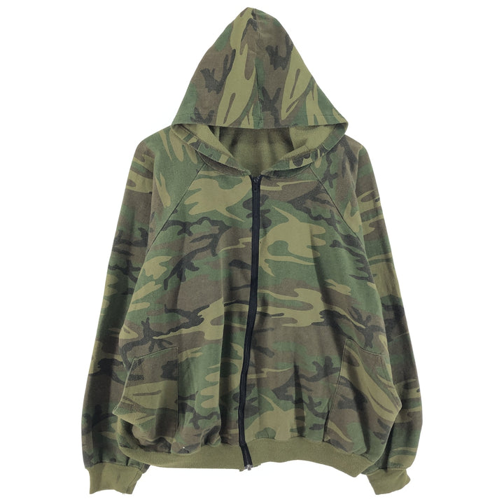 CRAFTED WITH PRIDE Woodland Camo Sweat Full Zip Hoodie Made in USA Women's XXL Vintage /eaa462559