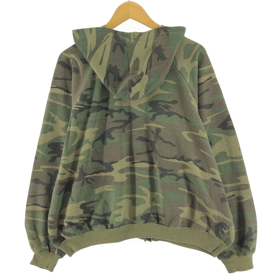 CRAFTED WITH PRIDE Woodland Camo Sweat Full Zip Hoodie Made in USA Women's XXL Vintage /eaa462559