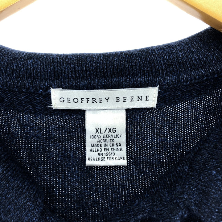 GEOFFREY BEENE Polo Knit Sweater, Men's XL acrylic navy blue type Vintage Second Hand