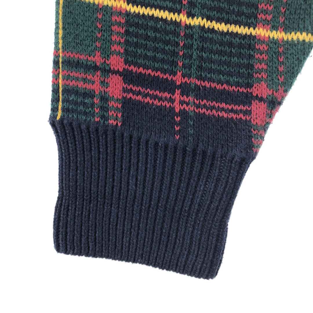 Vintage 90'S Woods and Gray Check Pattern Cotton Knit Sweater, Men's Size L cotton multicolor Vintage Second Hand