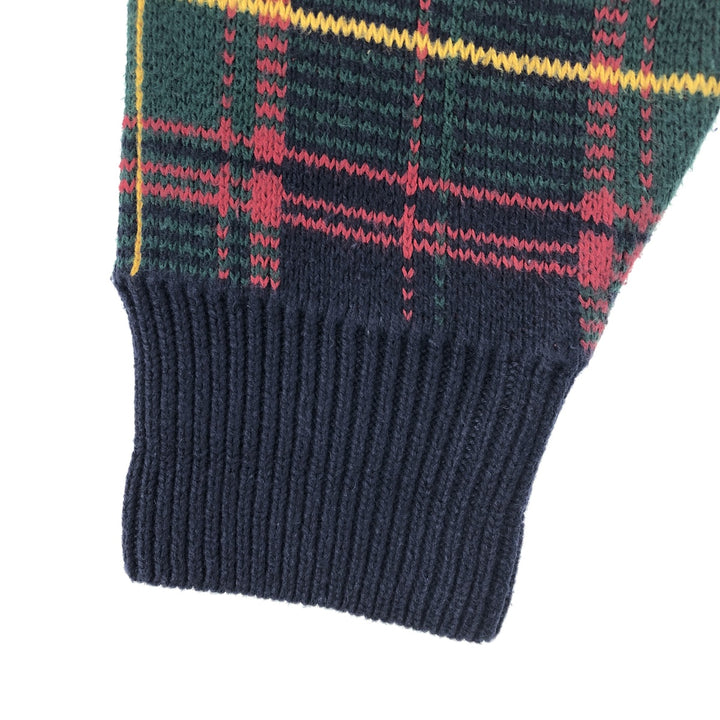 Vintage 90'S Woods and Gray Check Pattern Cotton Knit Sweater, Men's Size L cotton multicolor Vintage Second Hand