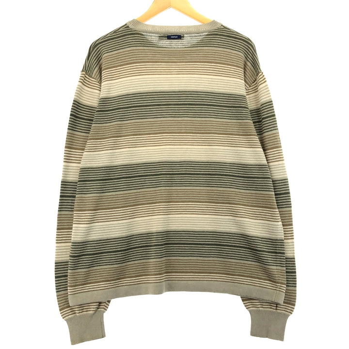 00s~ NAUTICA Multi-border cotton knit sweater Men's size L /eaa463114
