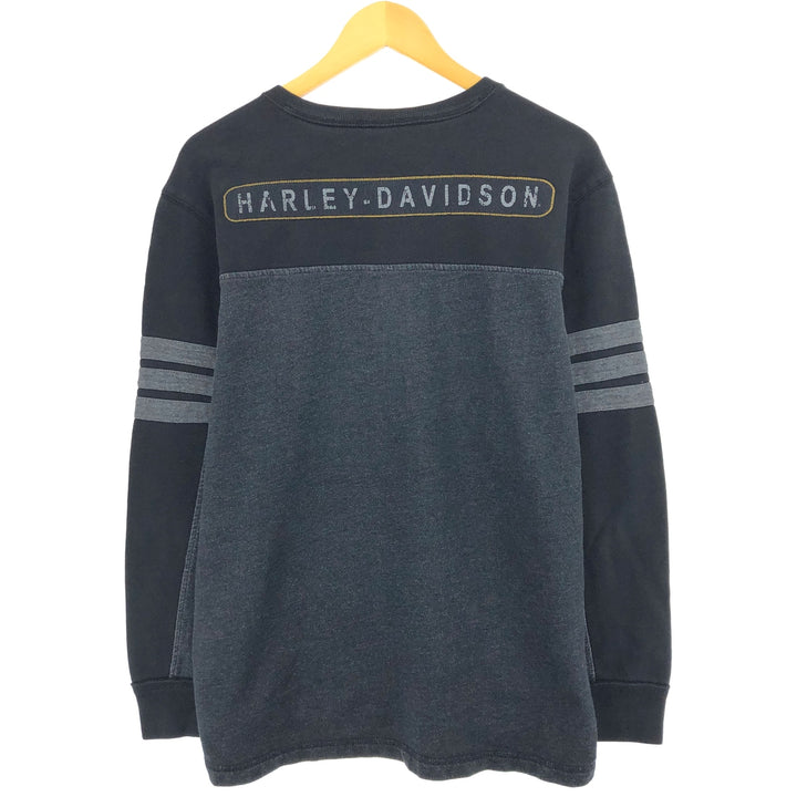 Harley Davidson Back Print Henley Neck Advertising Sweatshirt Trainer Men's L size / eaa463143