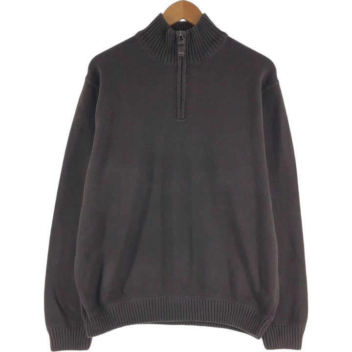 Eddie Bauer Cotton Knit Half-Zip Sweater, Men's Size L cotton brown type Vintage Second Hand