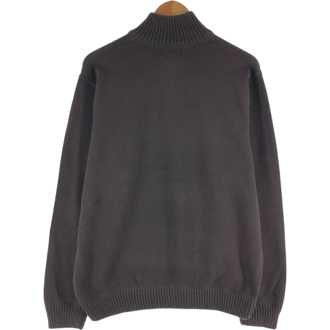 Eddie Bauer Cotton Knit Half-Zip Sweater, Men's Size L cotton brown type Vintage Second Hand