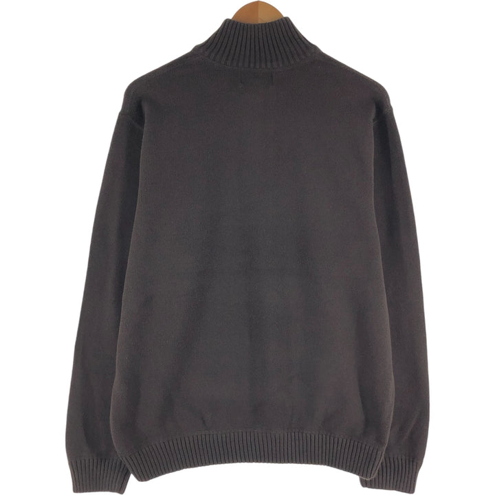 Eddie Bauer Cotton Knit Half-Zip Sweater, Men's Size L cotton brown type Vintage Second Hand