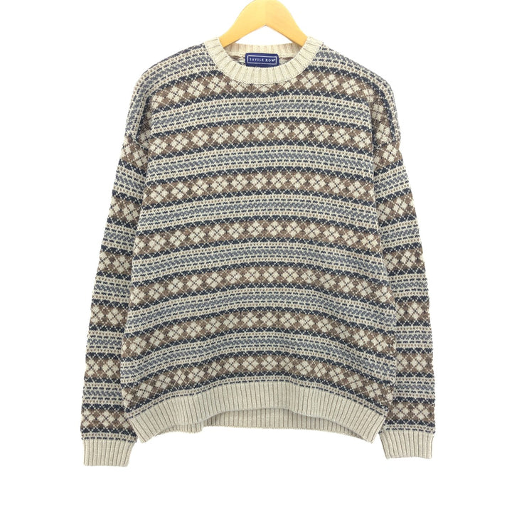 SAVILE ROW Fair Isle Pattern Cotton Knit Sweater Men's M size /eaa463202