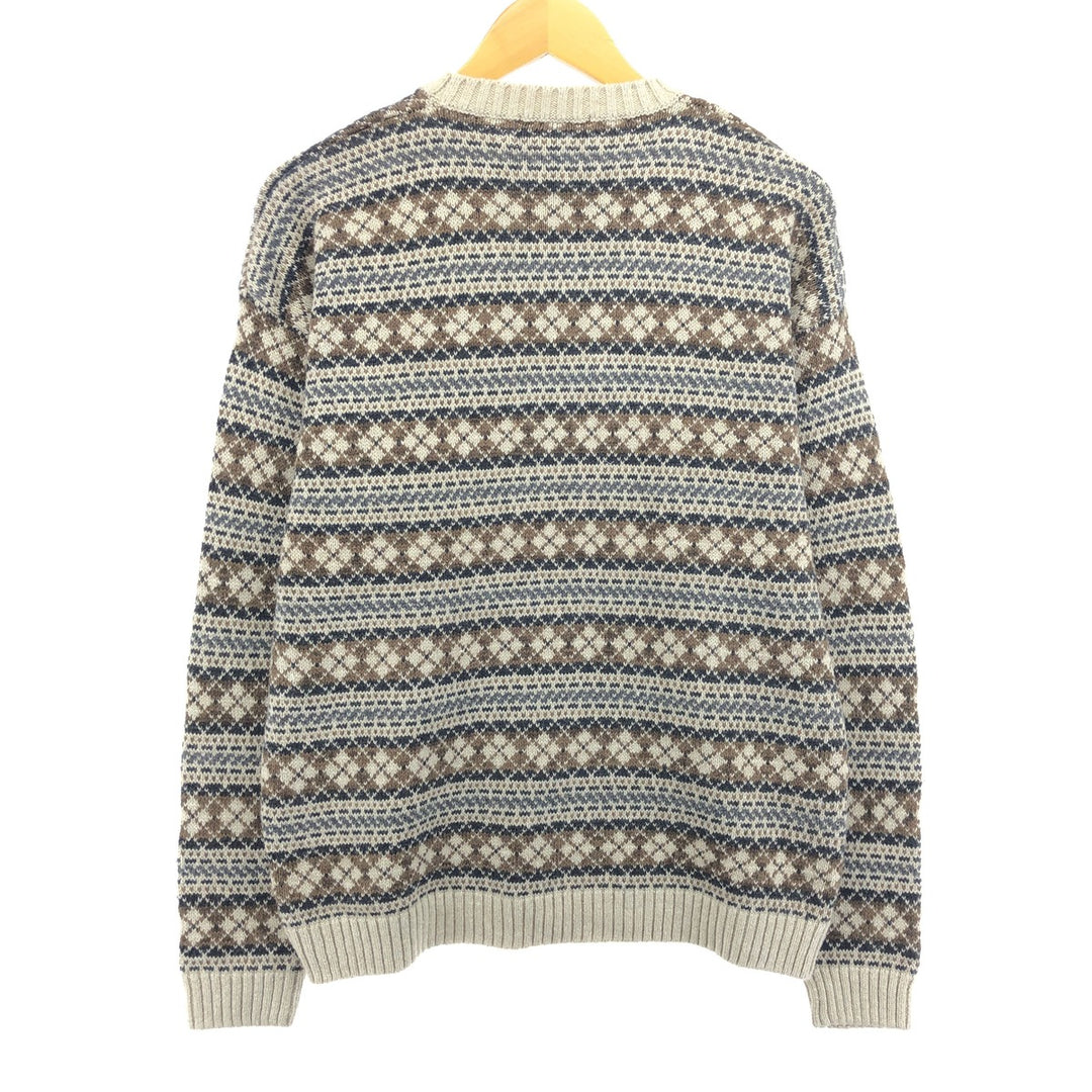 SAVILE ROW Fair Isle Pattern Cotton Knit Sweater Men's M size /eaa463202