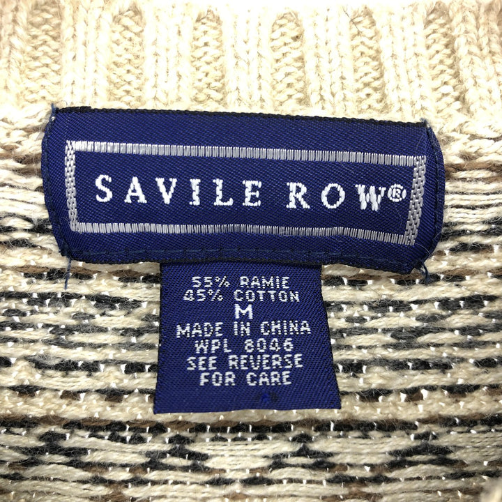 SAVILE ROW Fair Isle Pattern Cotton Knit Sweater Men's M size /eaa463202