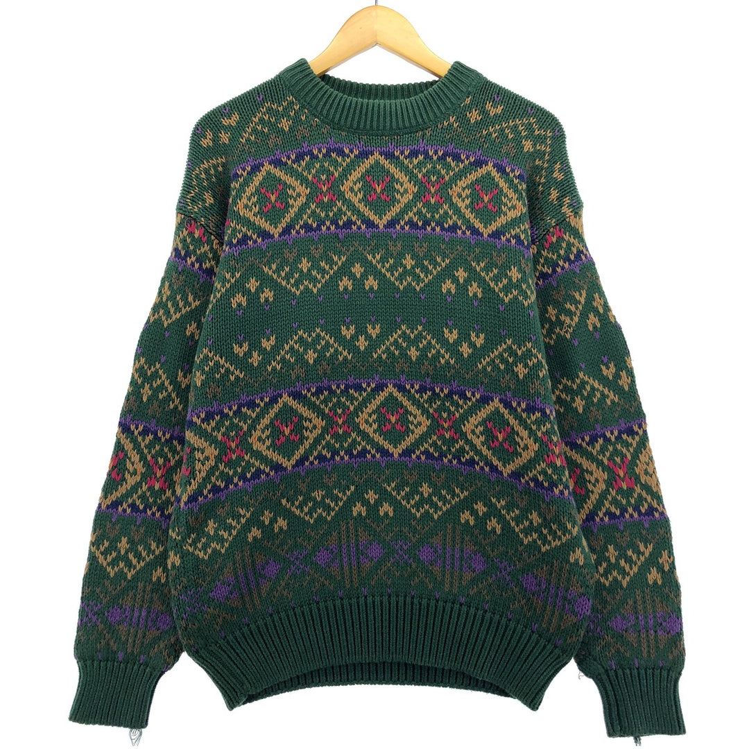 Vintage 70'S Eddie Bauer Black Tag Fair Isle Pattern Cotton Knit Sweater Men's M Size / eaa463206