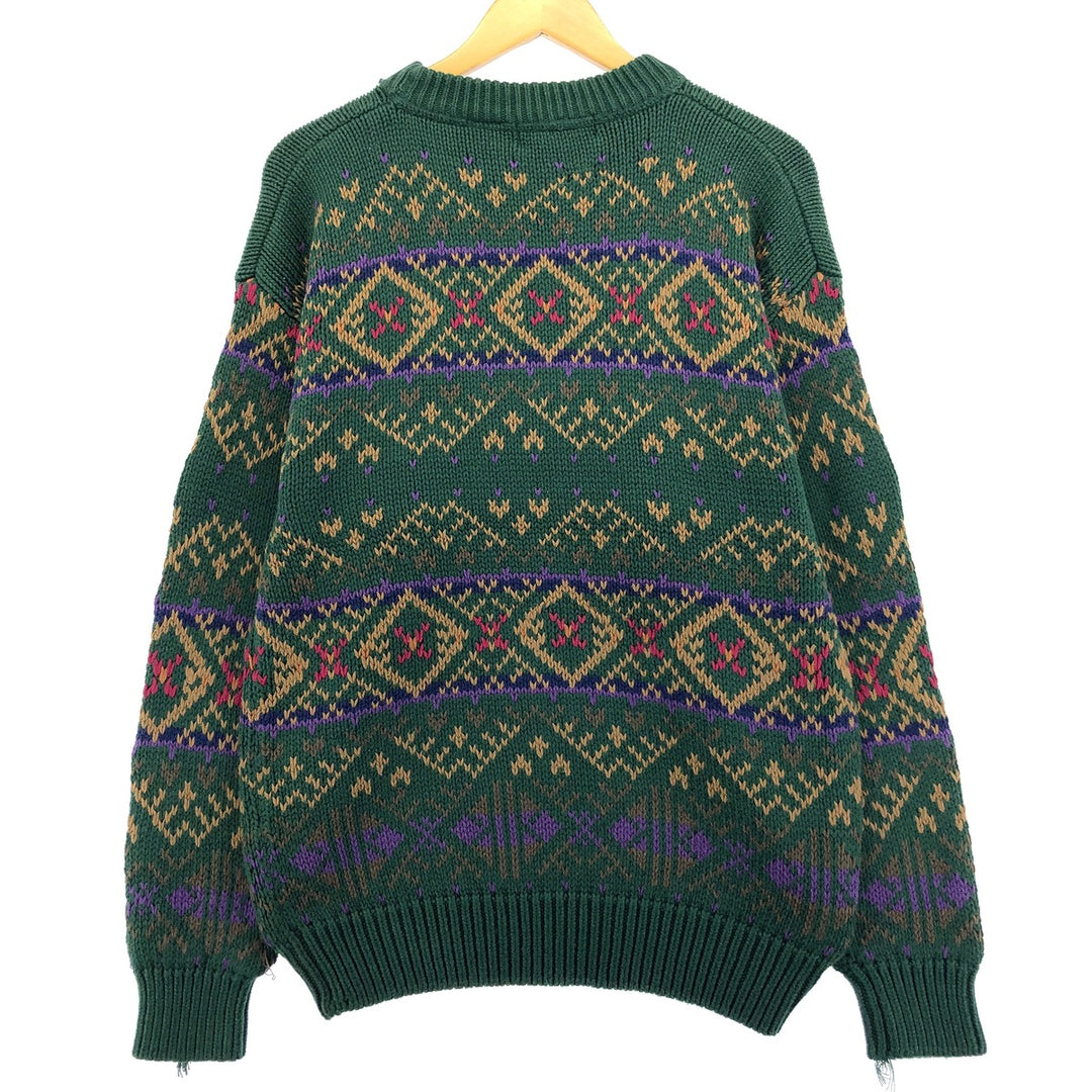 Vintage 70'S Eddie Bauer Black Tag Fair Isle Pattern Cotton Knit Sweater Men's M Size / eaa463206