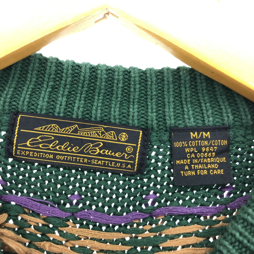 Vintage 70'S Eddie Bauer Black Tag Fair Isle Pattern Cotton Knit Sweater Men's M Size / eaa463206
