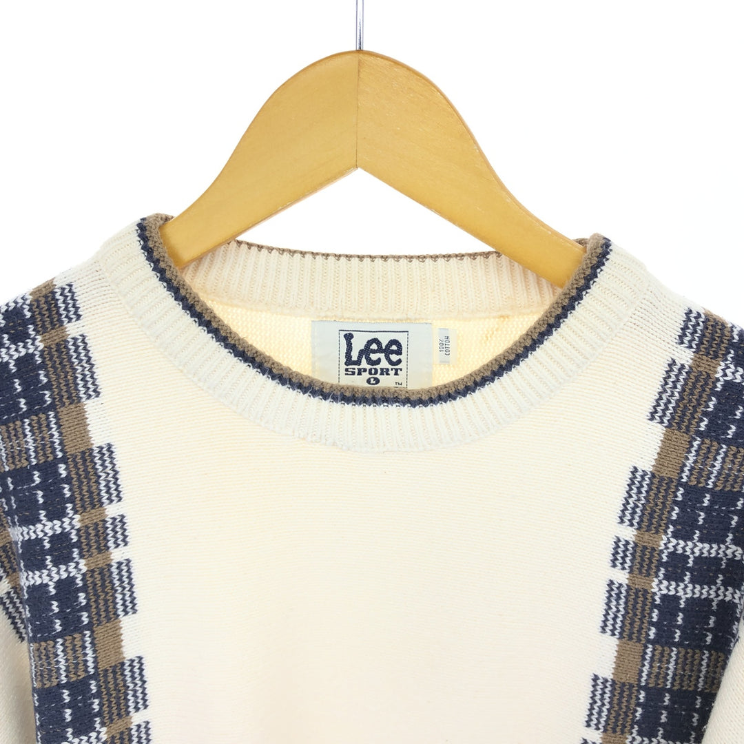 90'S Lee SPORT all-over print cotton knit sweater, made in USA, men's size L, vintage /eaa463213