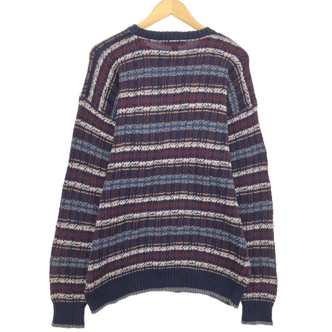 NORTHERN ISLES All-Over Print Ramie and Cotton Knit Sweater, Men's XL Lamy navy blue type Vintage Second Hand