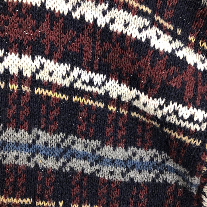 NORTHERN ISLES All-Over Print Ramie and Cotton Knit Sweater, Men's XL Lamy navy blue type Vintage Second Hand