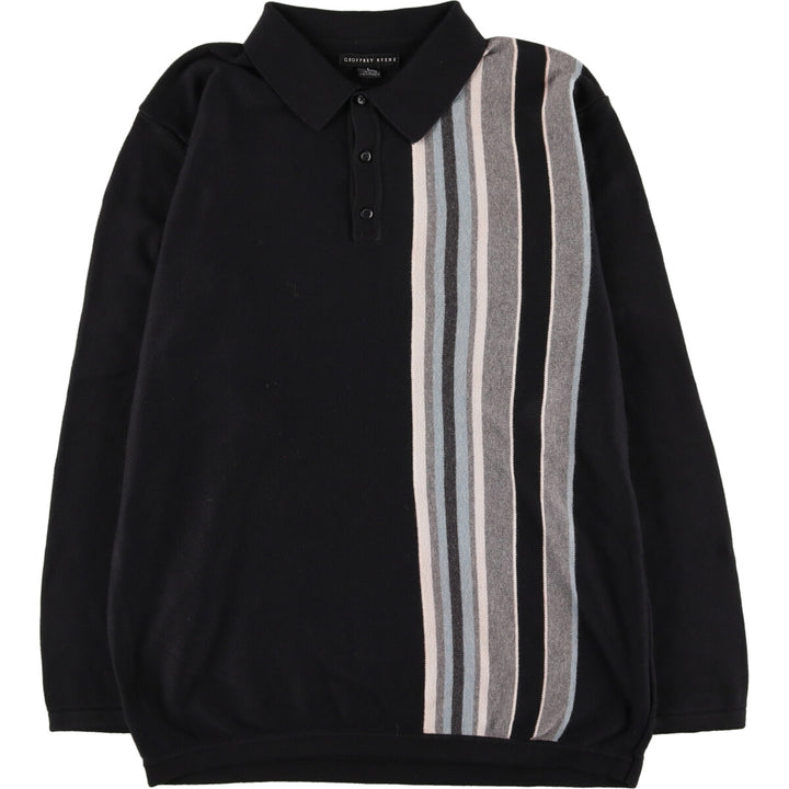 GEOFFREY BEENE Polo Knit Sweater, Men's Size L cotton black type Vintage Second Hand