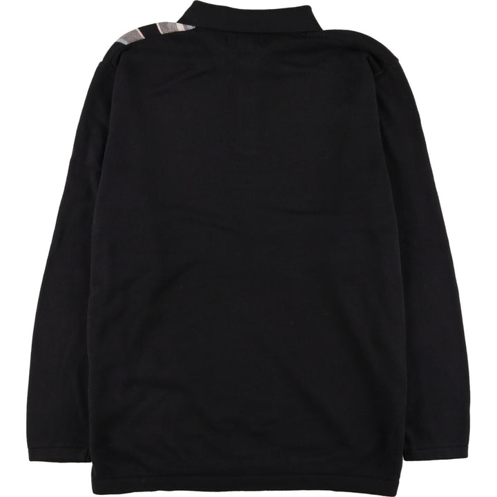 GEOFFREY BEENE Polo Knit Sweater, Men's Size L cotton black type Vintage Second Hand