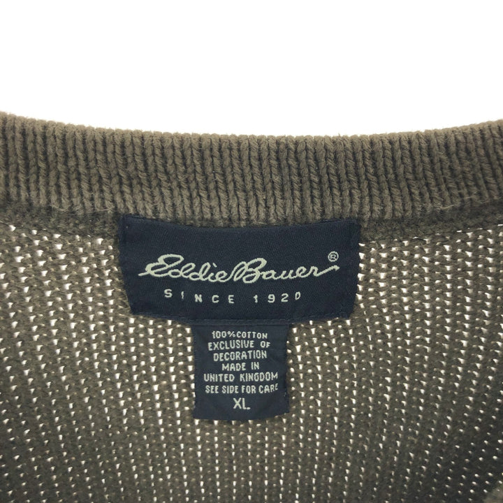Eddie Bauer Henley Neck Cotton Knit Sweater Men's XL cotton Khaki type Vintage Second Hand