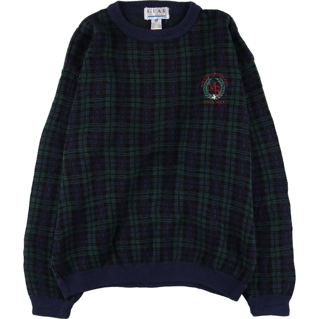 GEAR FOR SPORTS All-Over Print Cotton Knit Sweater, Men's Size XL cotton navy blue type Vintage Second Hand