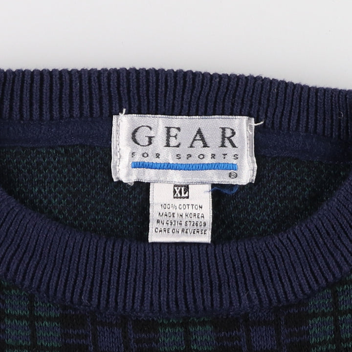GEAR FOR SPORTS All-Over Print Cotton Knit Sweater, Men's Size XL cotton navy blue type Vintage Second Hand