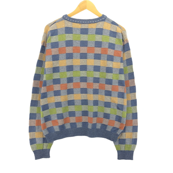 Vintage 90'S Norm Tompson all-over print cotton knit sweater, made in Canada, size M. cotton multicolor Vintage Second Hand