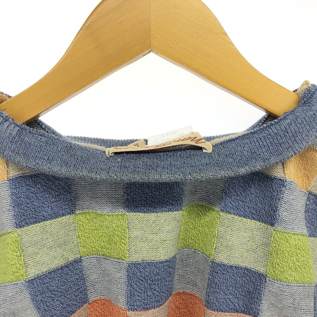 Vintage 90'S Norm Tompson all-over print cotton knit sweater, made in Canada, size M. cotton multicolor Vintage Second Hand