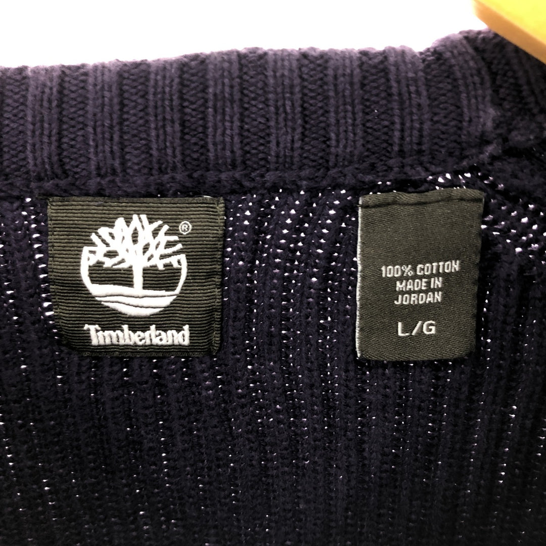 Timberland Men's Cotton Knit Sweater, Size L cotton purple type Vintage Second Hand