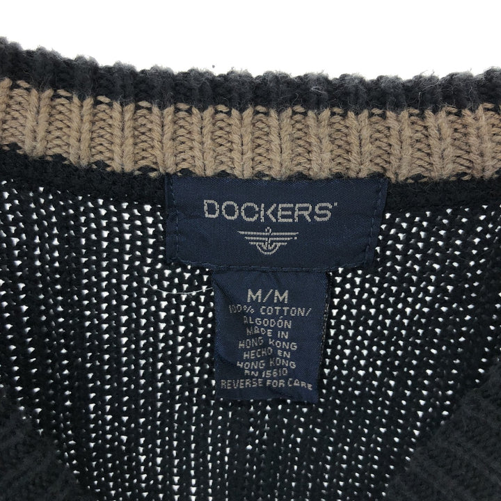 DOCKERS Ribbed Cotton Knit Sweater, Men's Size Medium cotton black type Vintage Second Hand