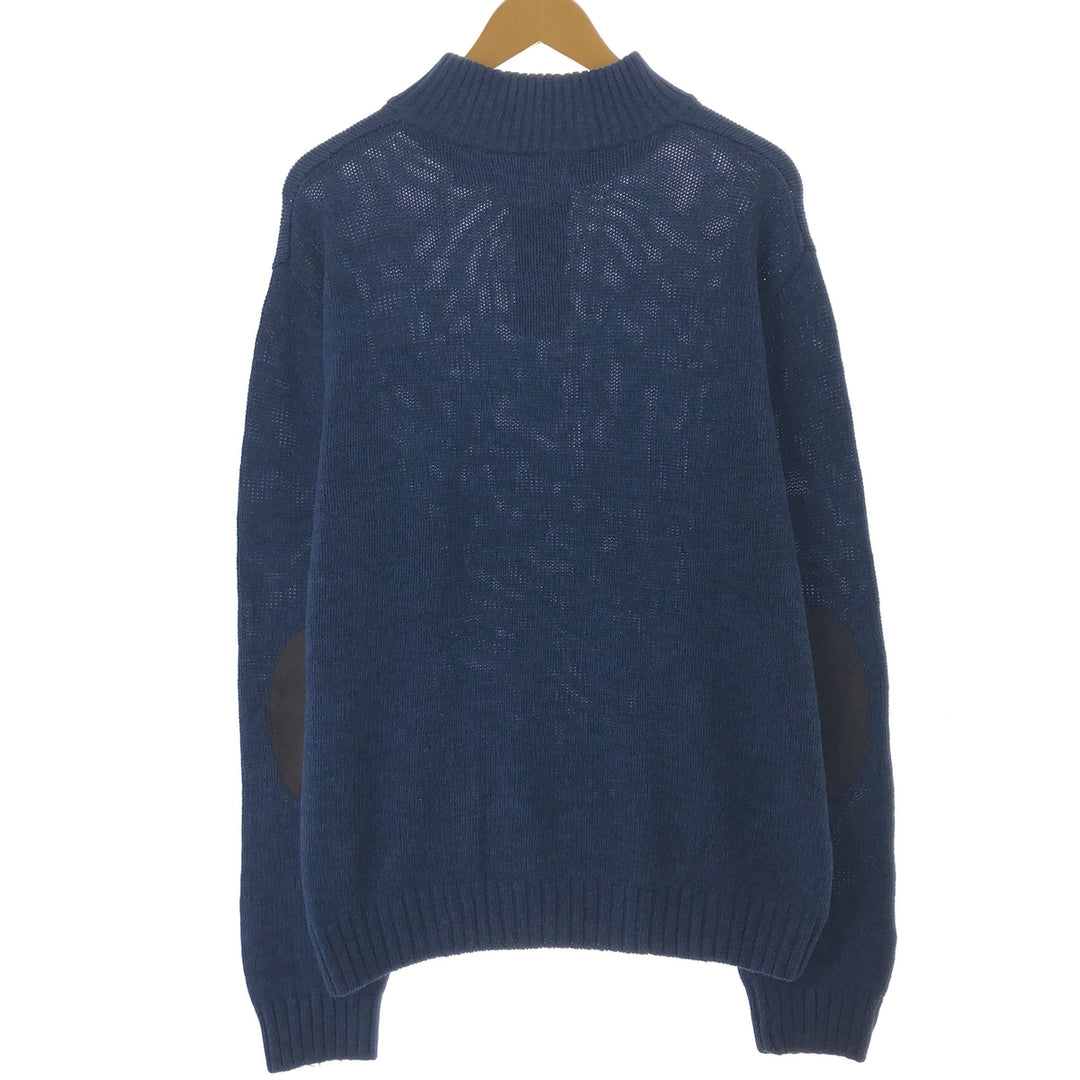 CHAPS High Neck Cotton Knit Half Button Sweater, Men's Size L cotton navy blue type Vintage Second Hand