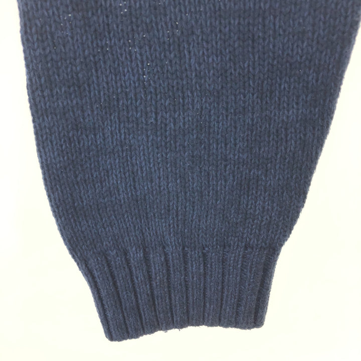 CHAPS High Neck Cotton Knit Half Button Sweater, Men's Size L cotton navy blue type Vintage Second Hand