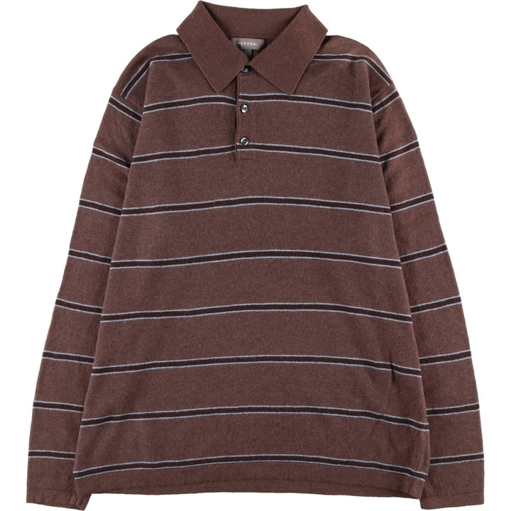 MERONA Border Pattern Polo Knit Sweater Men's Size L /eaa463448