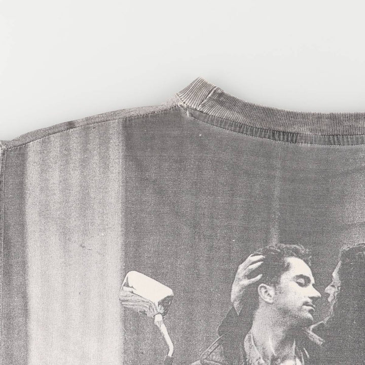 Large print photo T-shirt, men's size S unclear gray type Vintage Second Hand