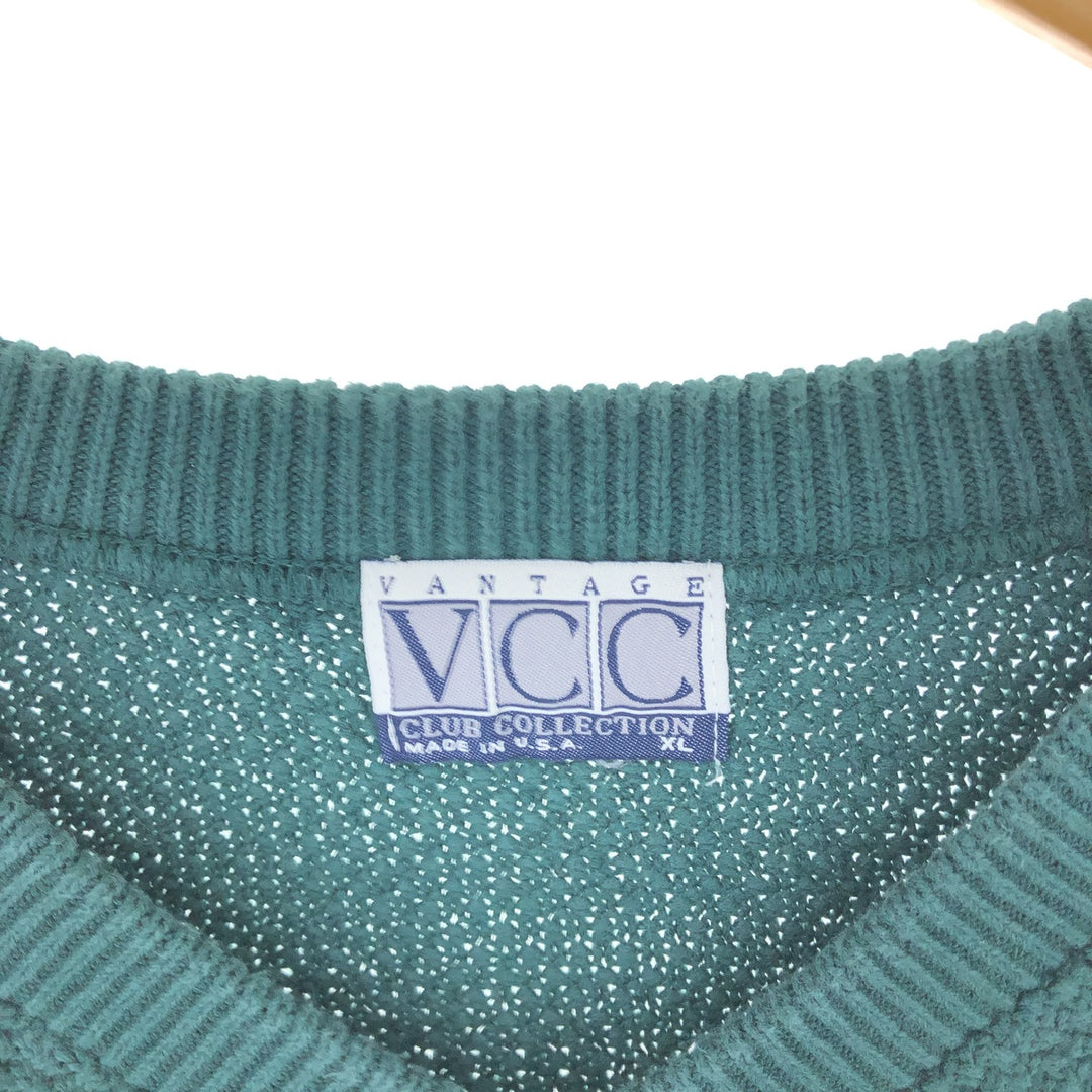 VCC V-neck cotton knit vest made in USA, equivalent to men's XL /eaa463508