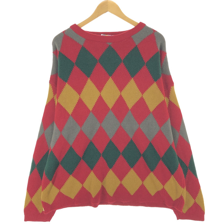 SHADES All-Over Argyle Pattern Acrylic Knit Sweater, Made in the UK, Men's Size XXL acrylic red type Vintage Second Hand