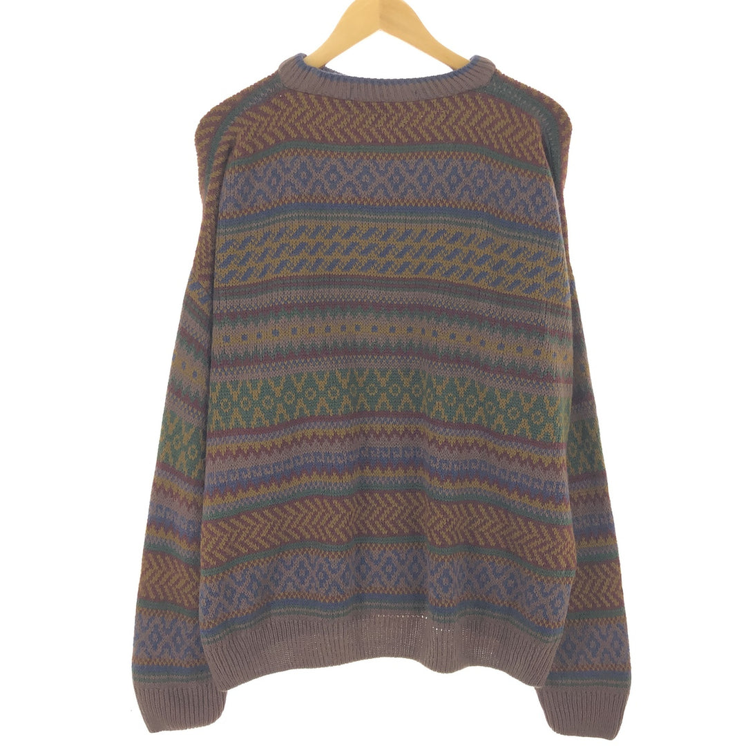 All-over print acrylic knit sweater, men's size XXL acrylic multicolor Vintage Second Hand