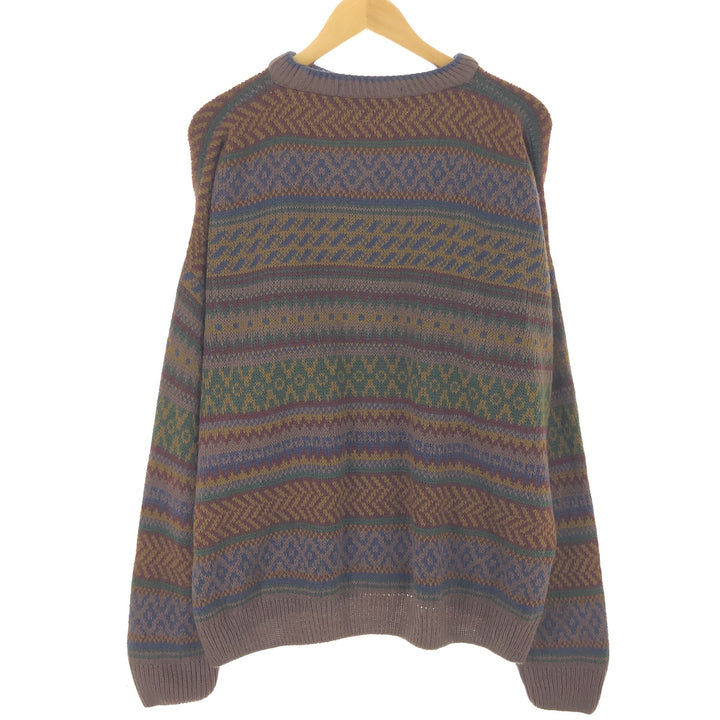 All-over print acrylic knit sweater, men's size XXL acrylic multicolor Vintage Second Hand