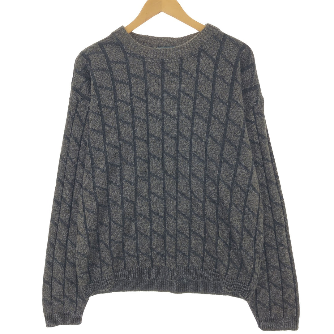 GRENADIER All-Over Print Acrylic Knit Sweater, Made in Canada, Men's Size L acrylic brown type Vintage Second Hand